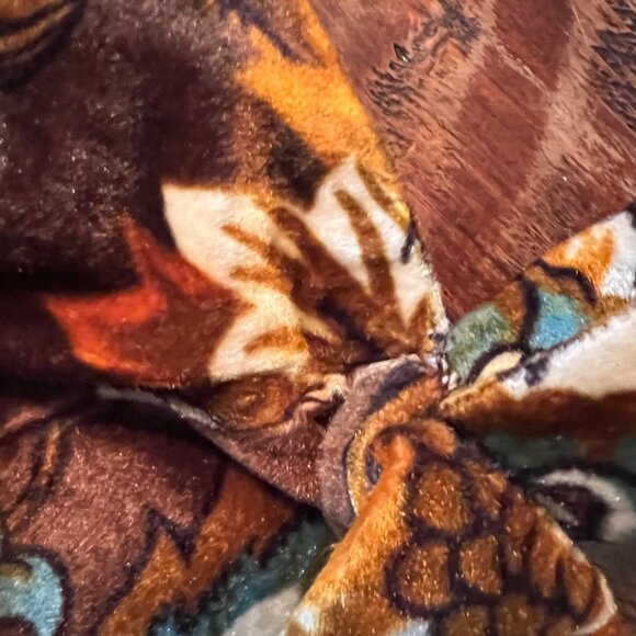 Vintage Handmade Velvet Bag With Brown Orange Blue Pattern - Picture 7 of 7